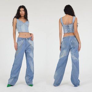 EB DENIM 'Vien' Boyfriend Jean + Cropped Bustier